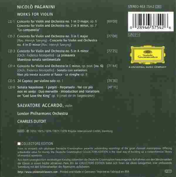 阿卡多《帕格尼尼小提琴作品全集》6CD[FLAC+CUE]