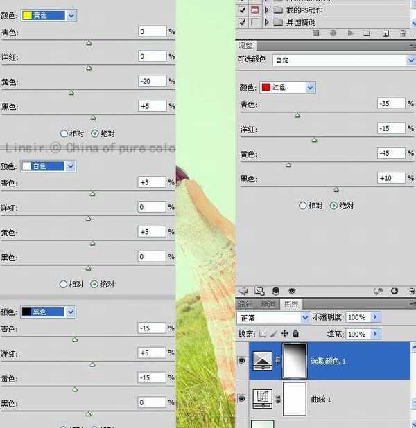 Photoshop将原野人物图片增加上韩系淡绿效果