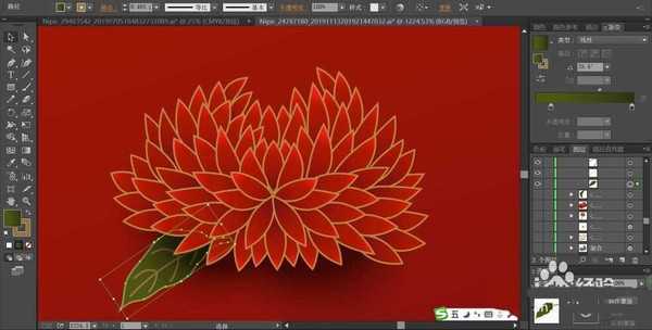 ai怎么设计中国风红色鲜花背景图?