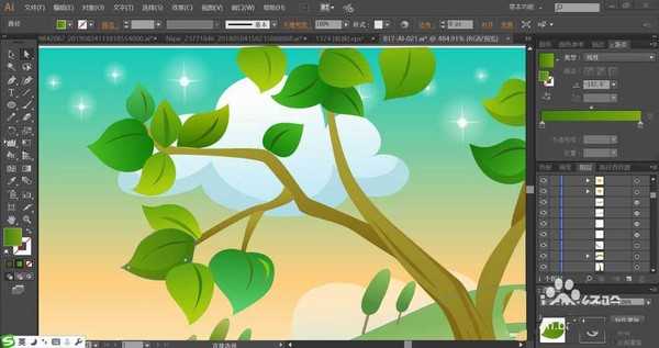 ai怎么绘制小桥流水卡通场景插画?